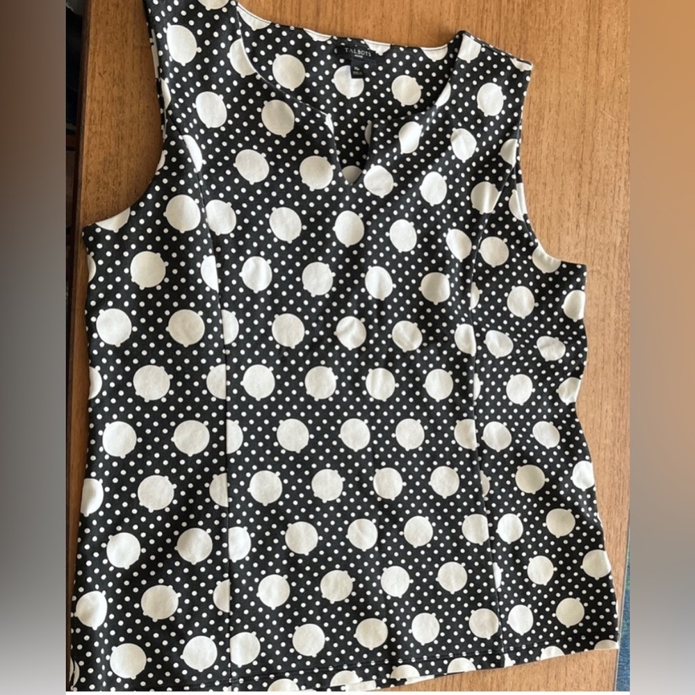 Talbots Black and White Polka Dot Tank Top